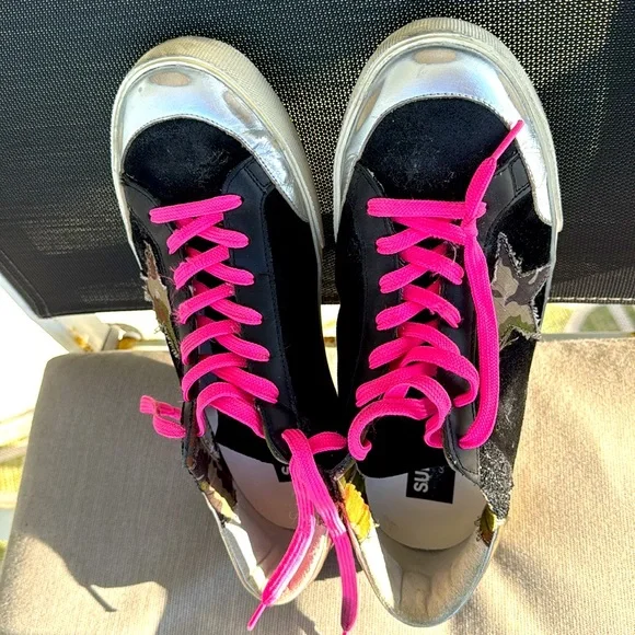 Golden Goose Super- star suede and glitter upper camouflage ripstop star